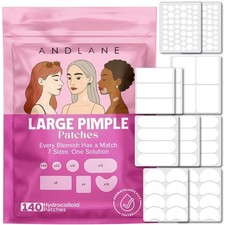 Large Hydrocolloid Acne Patches for Face and Body 140 pcs Multi Size Pimple