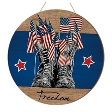 4th of July Door Sign Memorial Day Patriotic Wreath for Front Door Boot Style