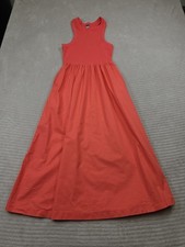 Old Navy Dress Womens Medium Coral Midi Length Ribbed Top Pockets