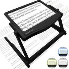 Patented 5X Large LED Page Magnifier with Detachable Stand  Eye Caring 3 Color