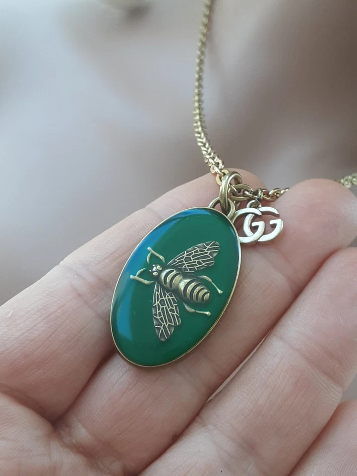 Gucci Pendant Necklace GG  🐝 oval  XL green - Image 4 of 4