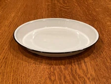 Vintage Enamelware Pie Plate - White with Black Edge
