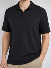 NEW Goodfellow  Co. Men's Knit Textured Polo Shirt Black Size XXL