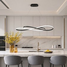 39'' Modern Pendant LED Light Black Dimmable Chandelier for Living Room Fixture