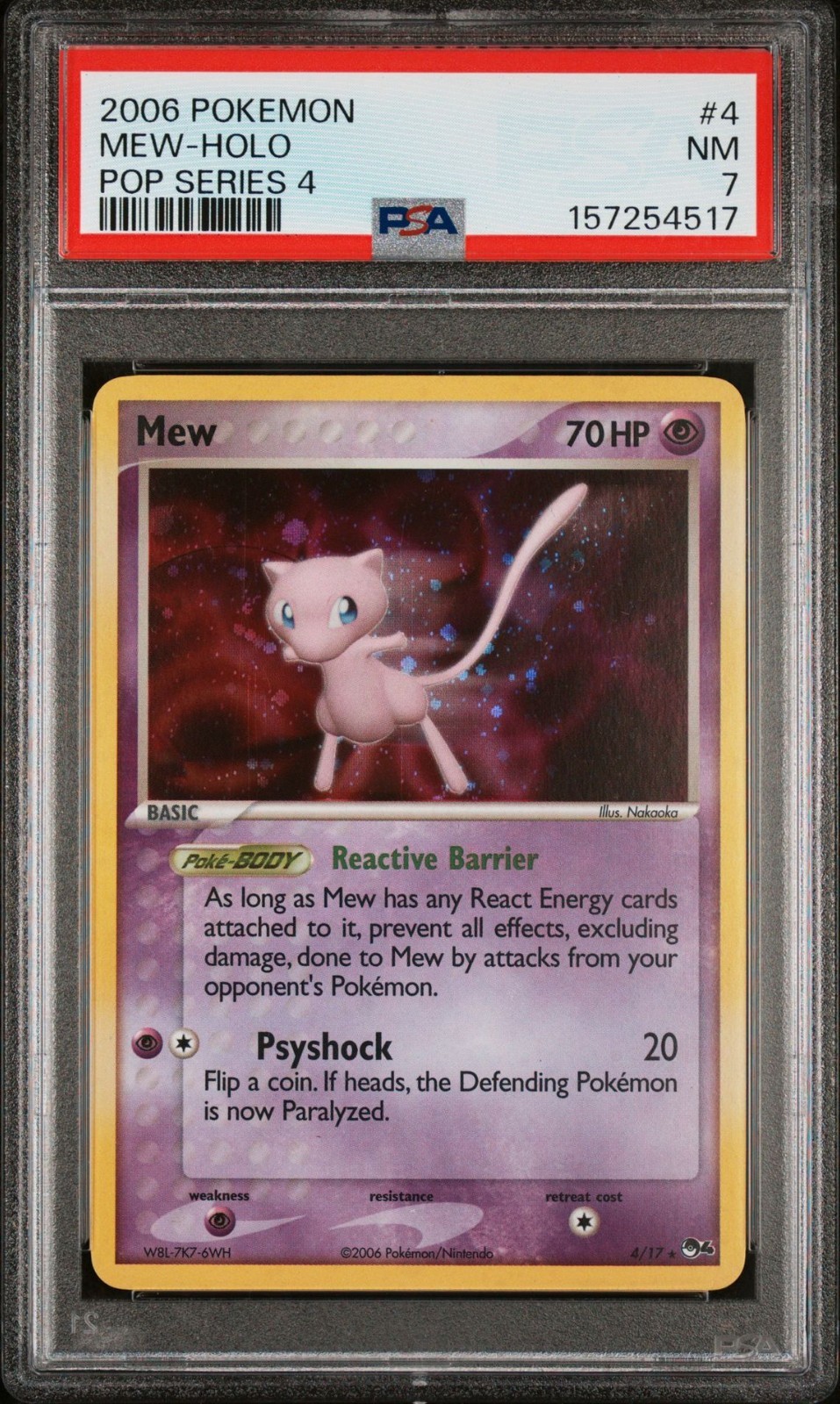 Mew 2006 Pokemon POP Series 4 Holo Rare #4 PSA 7 NM New Certification