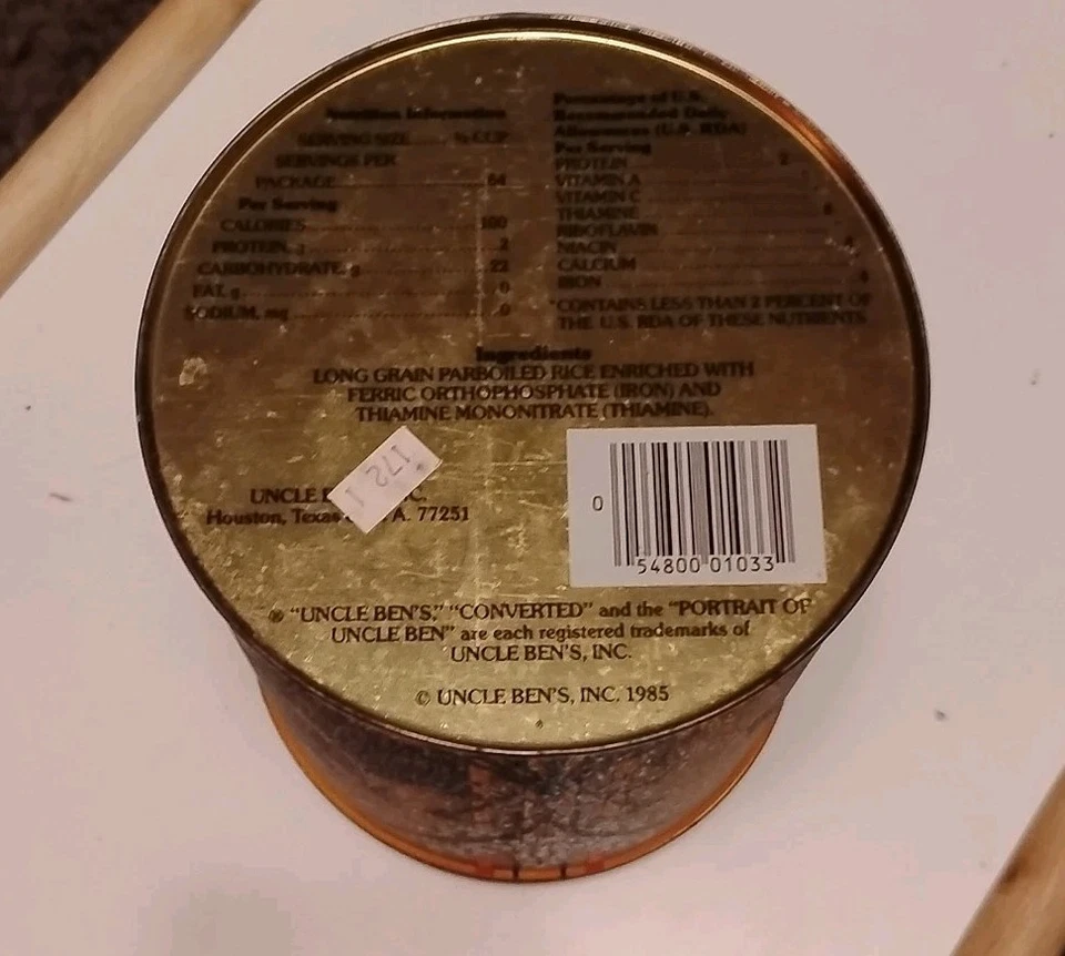 Vintage 1985 Uncle Ben's Converted Rice 64 Oz Advertising Tin: 1947 Reproduction - Image 2 of 4