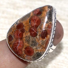 Peanut Obsidian 925 Silver Plated Gemstone Handmade Handmade Ring US 5.5 JW