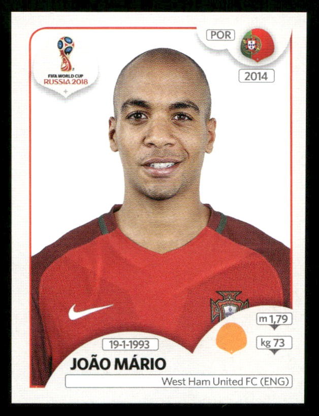 2018 Panini World Cup Russia Sticker #122 João Mário