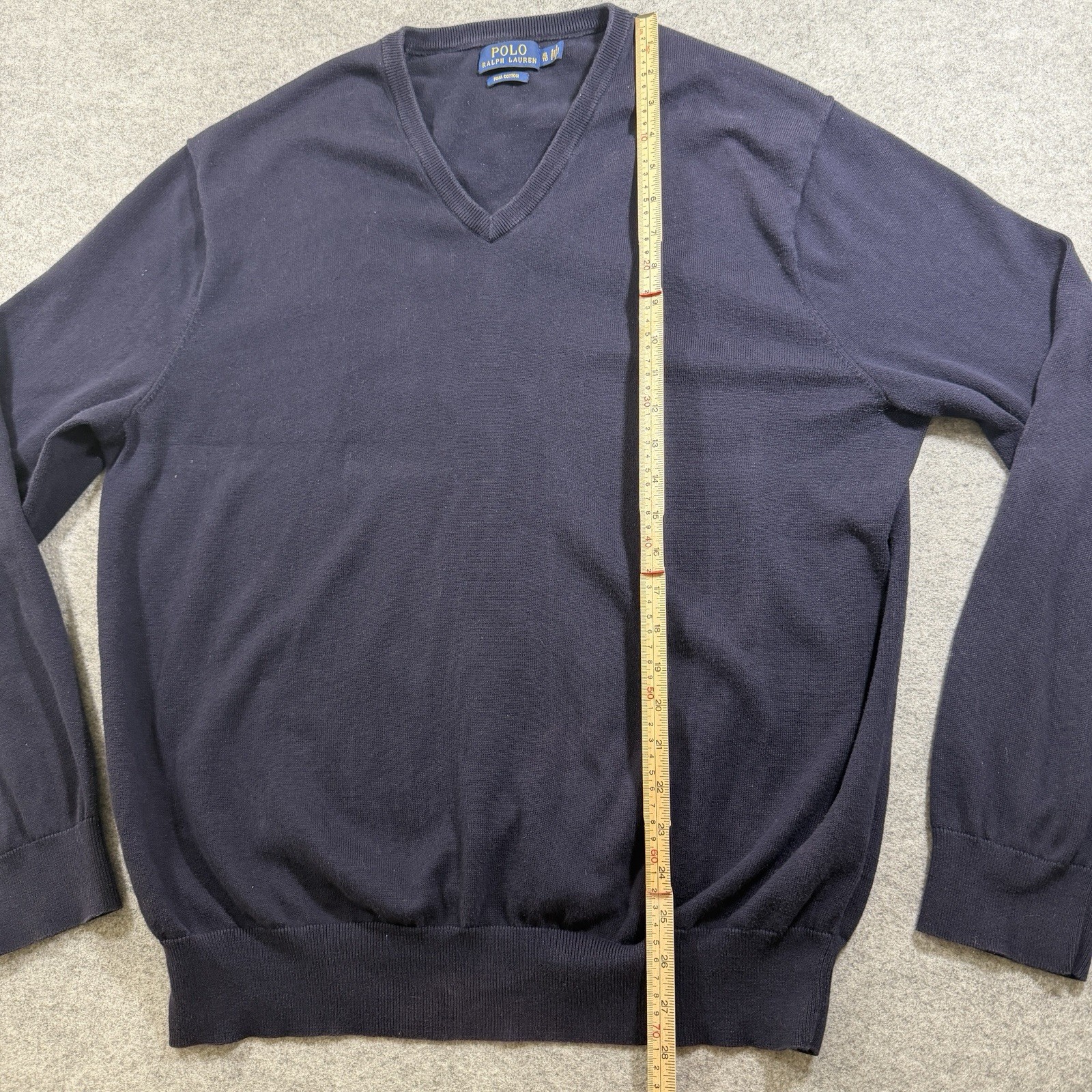 Polo Ralph Lauren Pima Cotton Sweater Mens XL Navy Blue V Neck Preppy Classic thumbnail 7