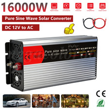 16000W Power Inverter Pure DC 12V To AC 110V Pure Sine Wave Solar Converter 2AC