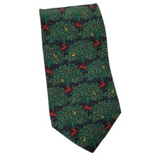 Vtg Christian Dior Monsieur Neck Tie Men Silk Deer Tree Bird Made in USA Necktie