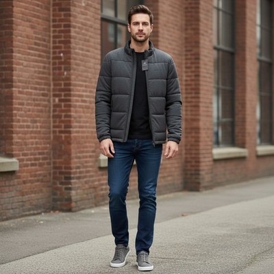TravisMathew Climate Drop Jacket Mens Medium Heather Black NEW 1MZ270 Puffer