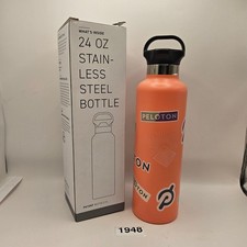 PELOTON X H2GO 24oz STAILESS STEEL WATER BOTTLE PEACH WITH PATCH ART NIB