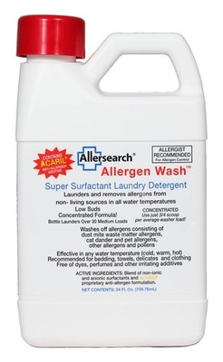 Allersearch AllergenWash 24 Oz Laundry Detergent W/ ACARIL, Dust Mite, Pet Dande