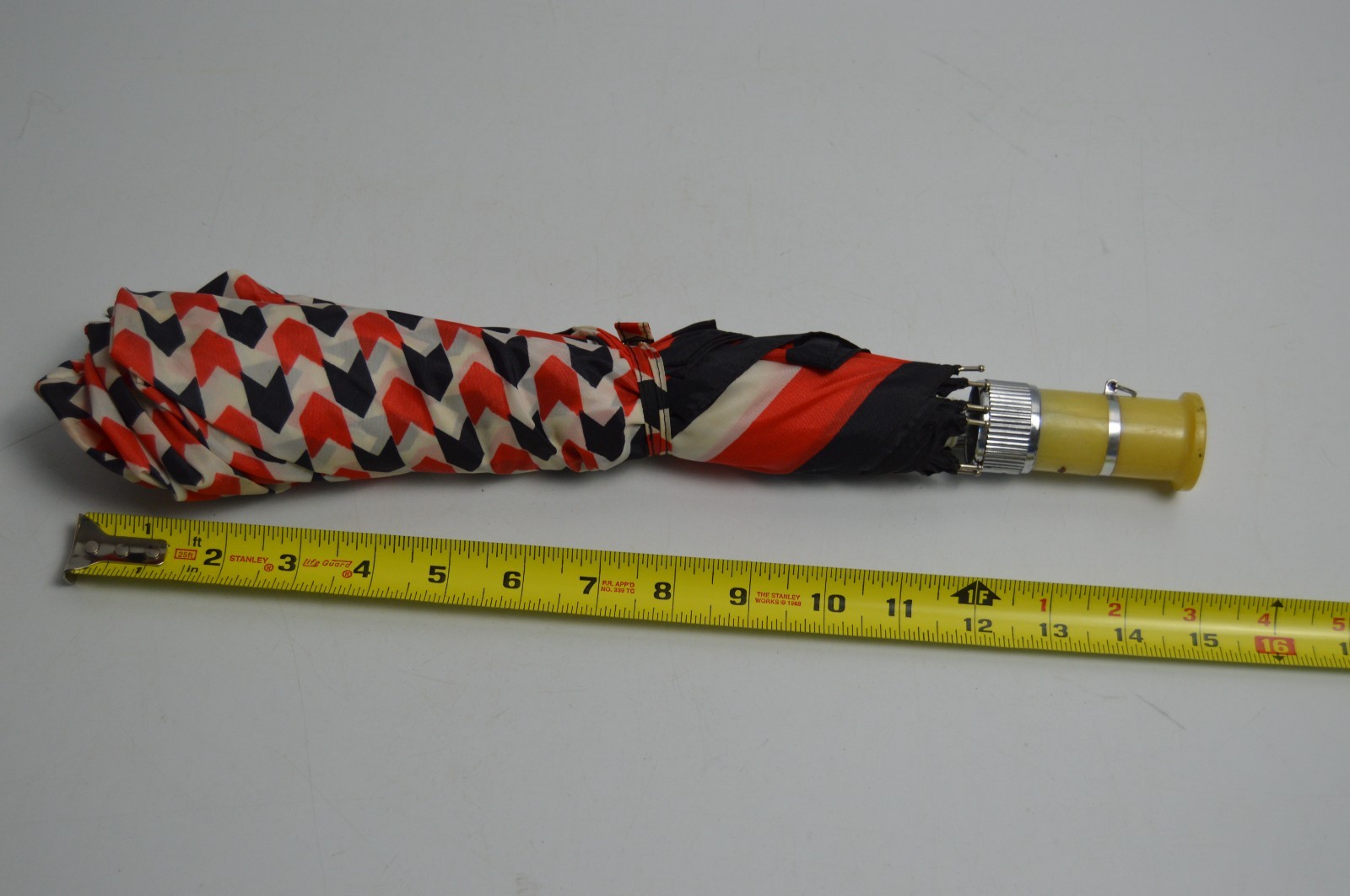 Vintage Automatic Umbrella Push-Button Orange/Bla… - image 22