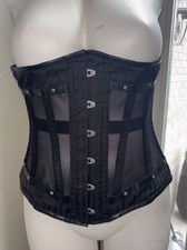 Corset Story Original Black Striped Overbust Waist Trainer Steel Boned Size 30  