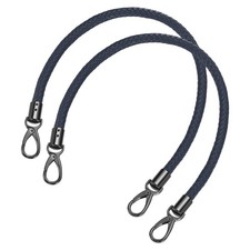 2Pcs 60cm Short Leather PU Braided Purse Replacement Handle - Dark Blue, Black
