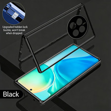 For Honor Magic 8/8 Pro, Aluminum Metal Bumper Magnetic Double Glass Cover Case