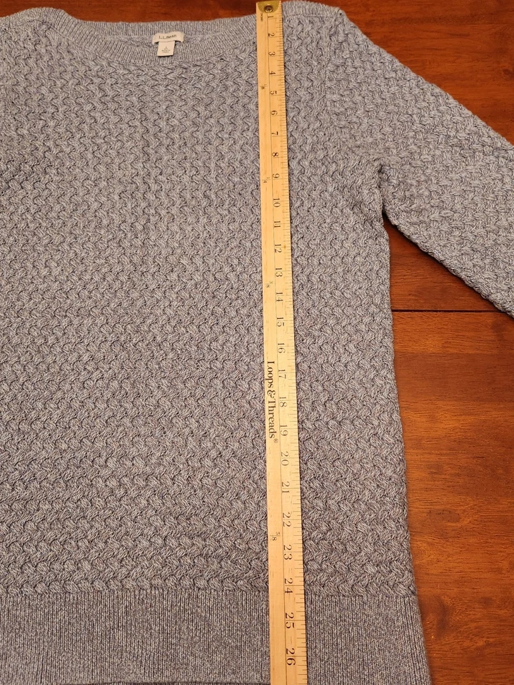 Женские L.L. Bean хлопок свитер лодочкой синий серый оттенки размер L опрятный Academia - Изображение 4 из 4