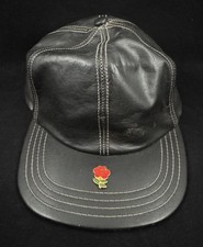 Vintage Leather Adjustable Hat w/ Rose Pin - Made in USA