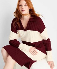 Women's Long Sleeve Rugby Mini Sweater Dress - Future Collective Small