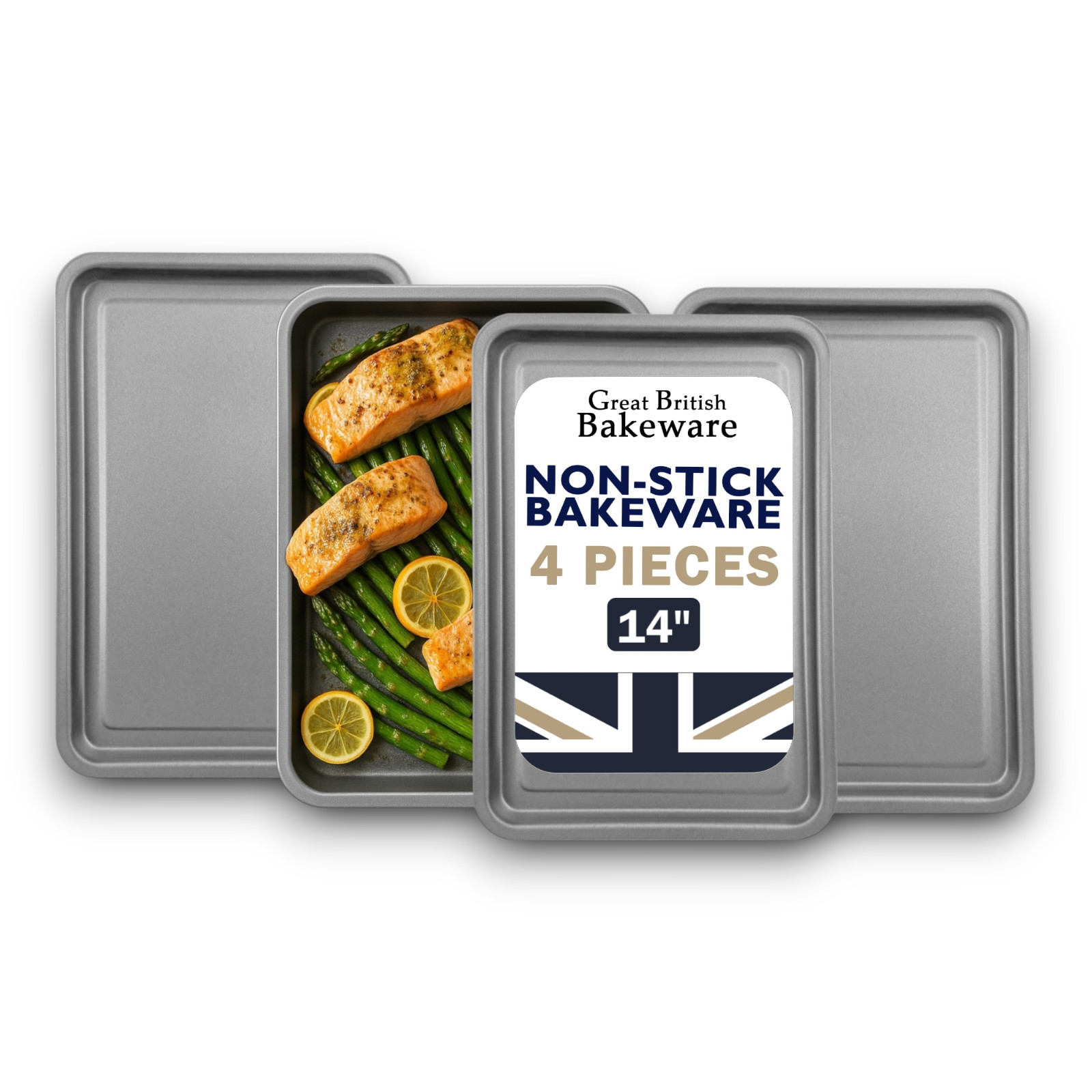 Chabrias Everyday Set of 4 Large Oven Baking Trays, 35 x 25 cm Non-Stick Coating