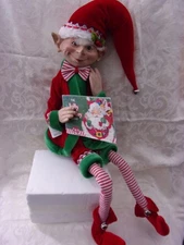 36" RAZ Imports Posable Elf W "Jolly Holiday Game Card" Large Christmas Decor