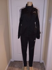 Women Black Adidas Track Set Size XL New Without Tags With Stripes