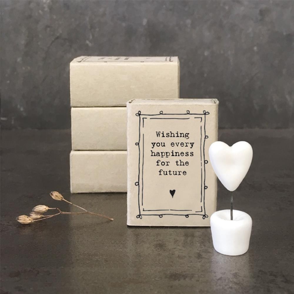 White Porcelain Ornament Heart Matchbox East Of India Every Happiness