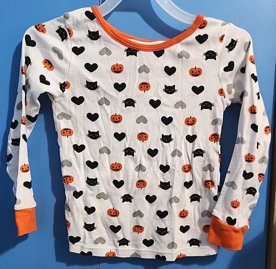 Пижамы для девочек на Хэллоуин размер 6 черные кошки сердца фонари Jack O'lanterns  - Изображение 3 из 4