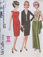 Vtg 1960s McCall 7584 Evening Dress Suit Skirt Top Jacket SEWING PATTERN 12