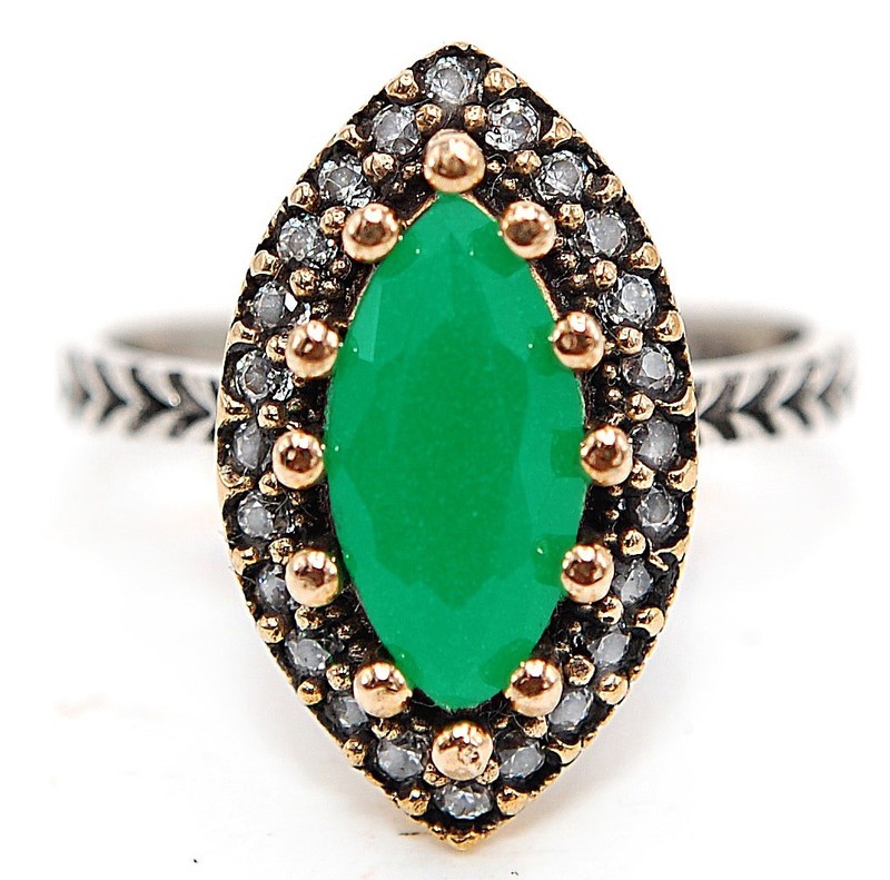 Ottoman 2CT Heat Treated Green Tourmaline 925 Sterling Silver Ring Sz 7 TT2-9