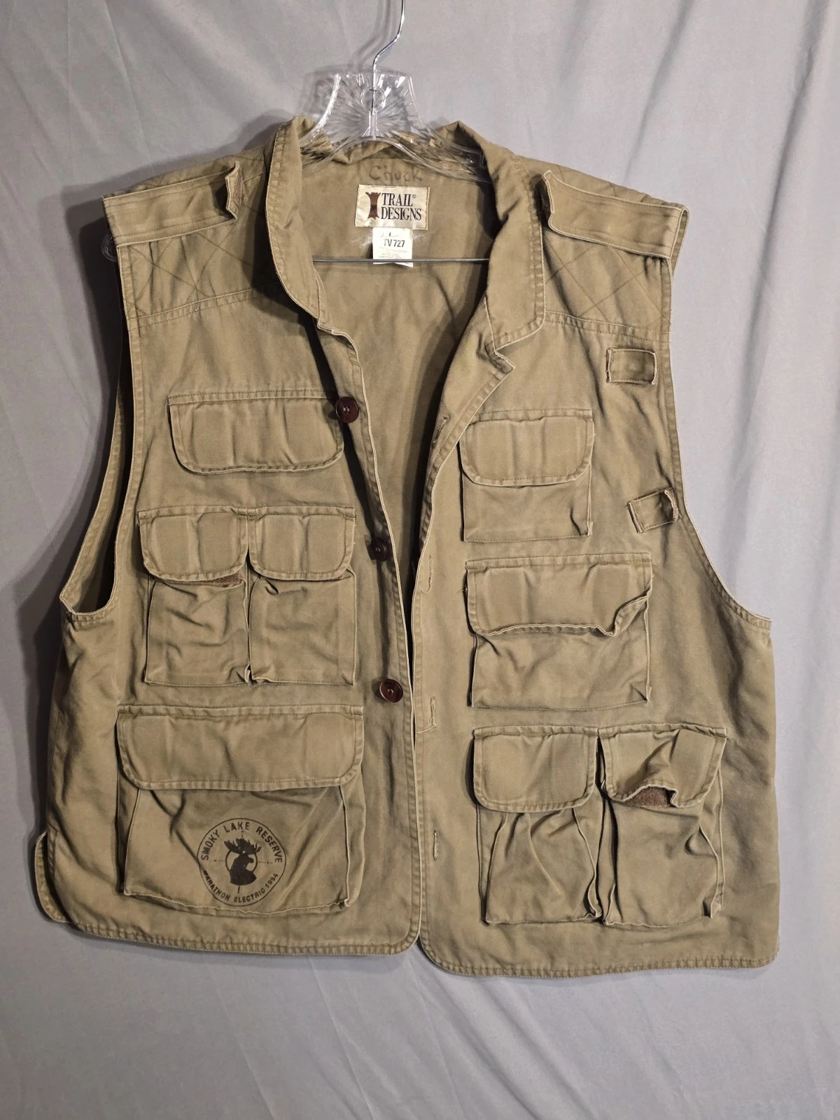 Trail Designs Utility Fishing Vest Mens Large Tan Multi Pocket Outdoor