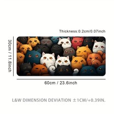 40 90cm Extra Large Cat-Themed Gaming Mouse Pad - Non-Slip, Washable Rubber Base