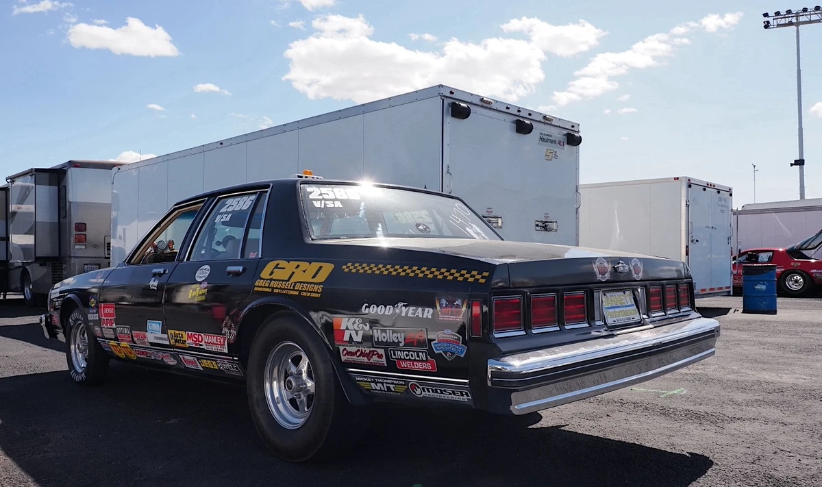 McNeal Freeman NHRA Chevrolet Caprice -left rear profile