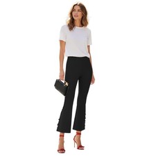 NWT Cinq A Sept 295 Yael Ruffle Trim Ponte Cropped Flare Pants, Size 2