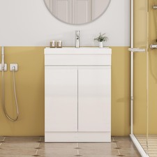 24" Bathroom Vanity With Sink Combo,2 Doors Bathroom Cabinet, With Shelf White