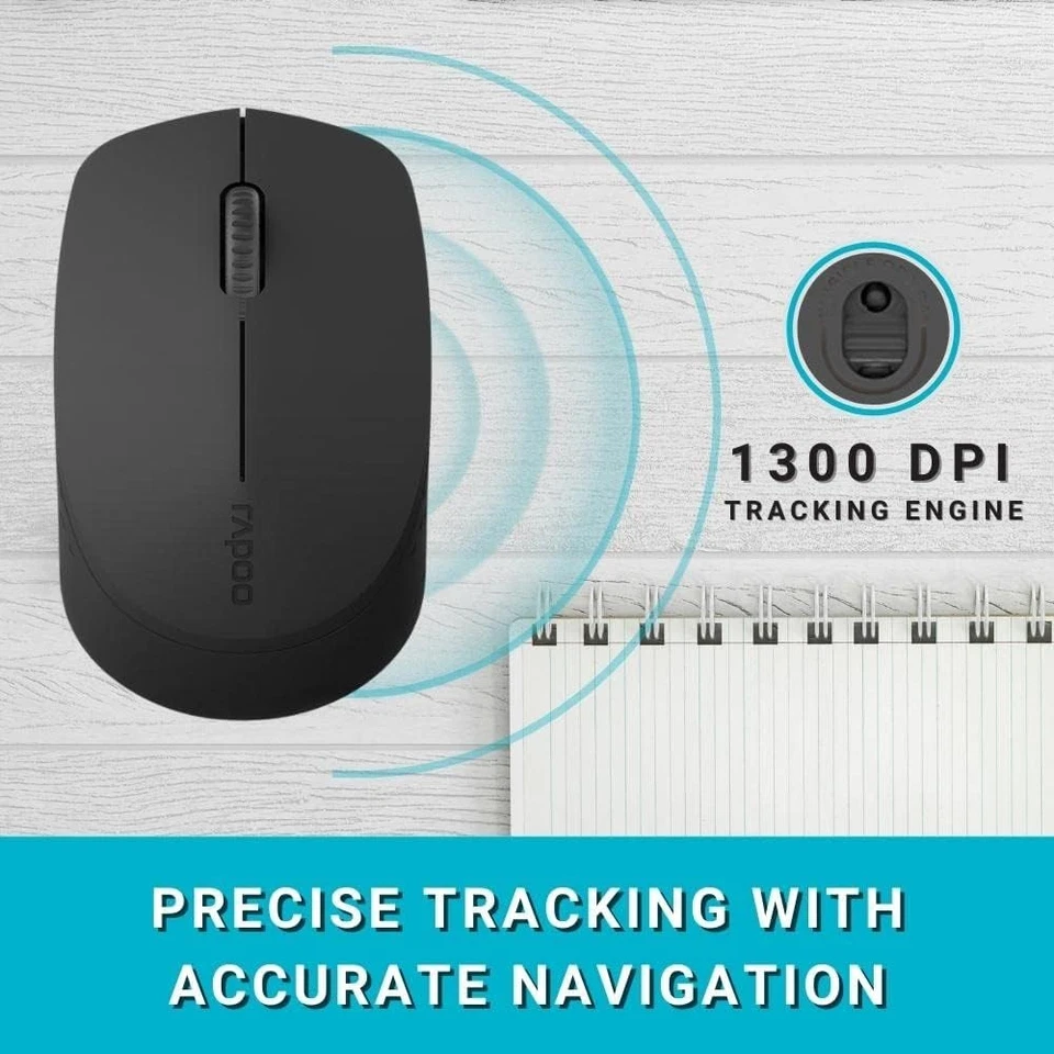 Rapoo M100 Multi-Mode Wireless Silent Optical Mouse Dark Grey - New - Image 4 of 4