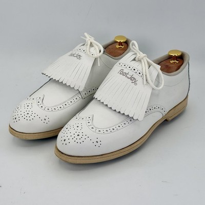 Vintage Footjoy Kiltie Women's 10 White Wingtip w/Spikes Golf Shoes
