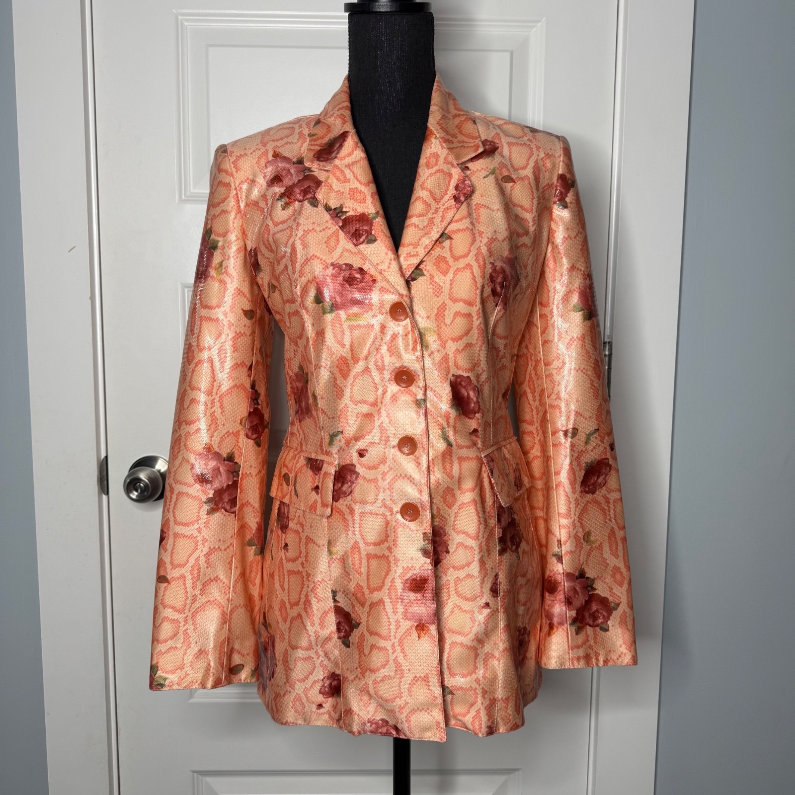 Vertigo Paris Snakeskin Roses Python Orange Pink … - image 2