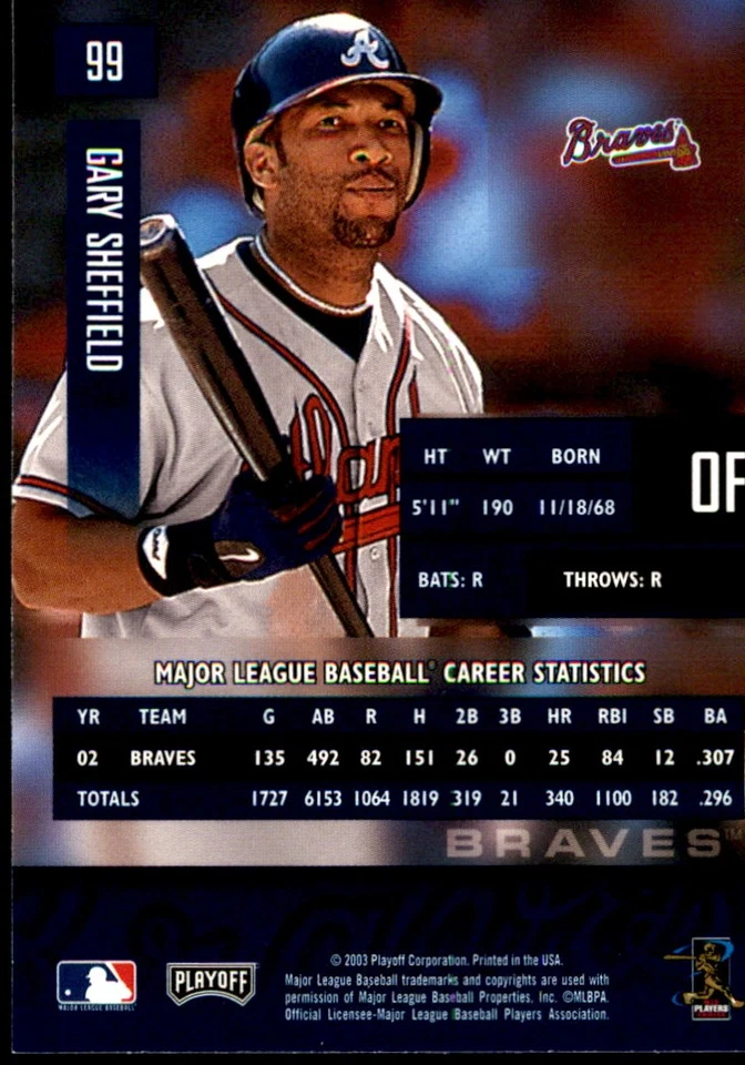 Gary Sheffield 2003 Playoff Prestige #99 Braves MLB READ FREE SHIP AutographDen - Image 2 of 2