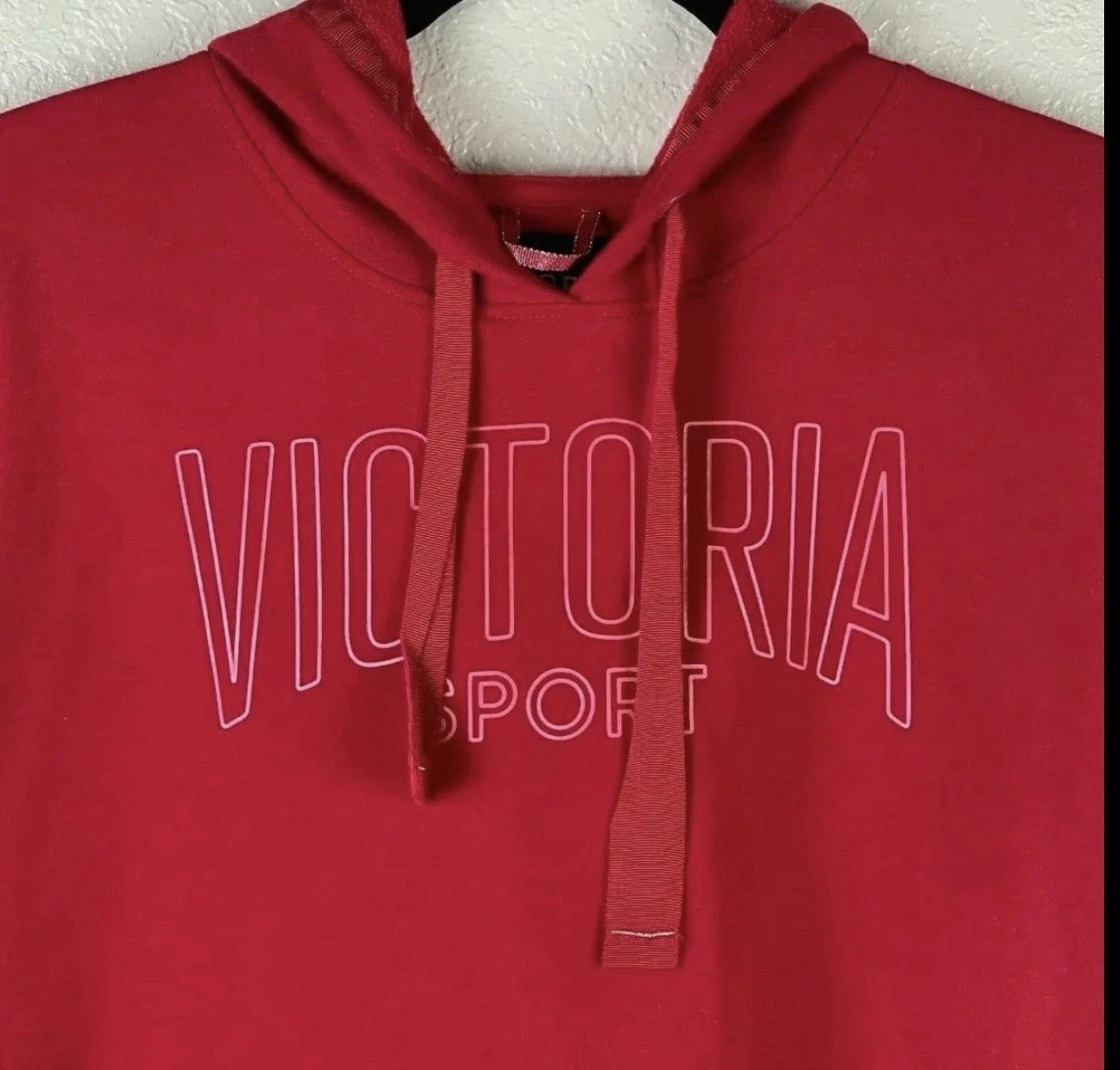 UNDERCOVER Victoria Sport Felpa con Cappuccio Donna Tg S Pullover Coulisse Manica Lunga Foro Pollice Rosso