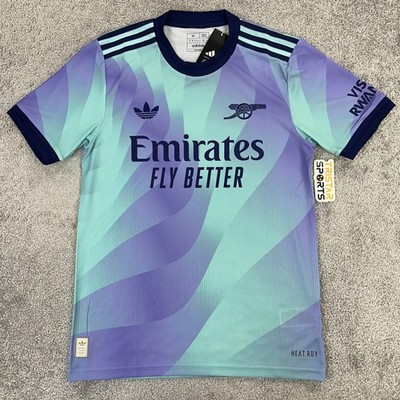 Arsenal Jersey Mens Medium Aqua Purple Emirates Soccer Adidas