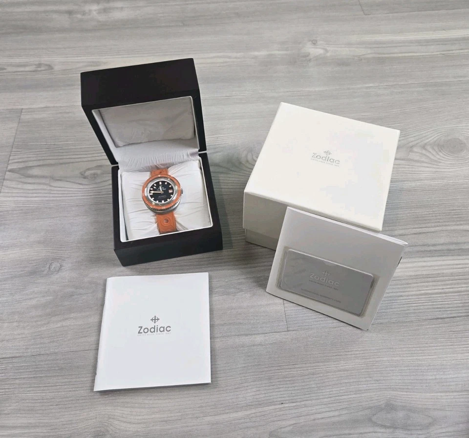 Reloj automático de buceo Zodiac Super Sea Wolf 1000 m naranja ZO9503 RARO Foto 2 de 4