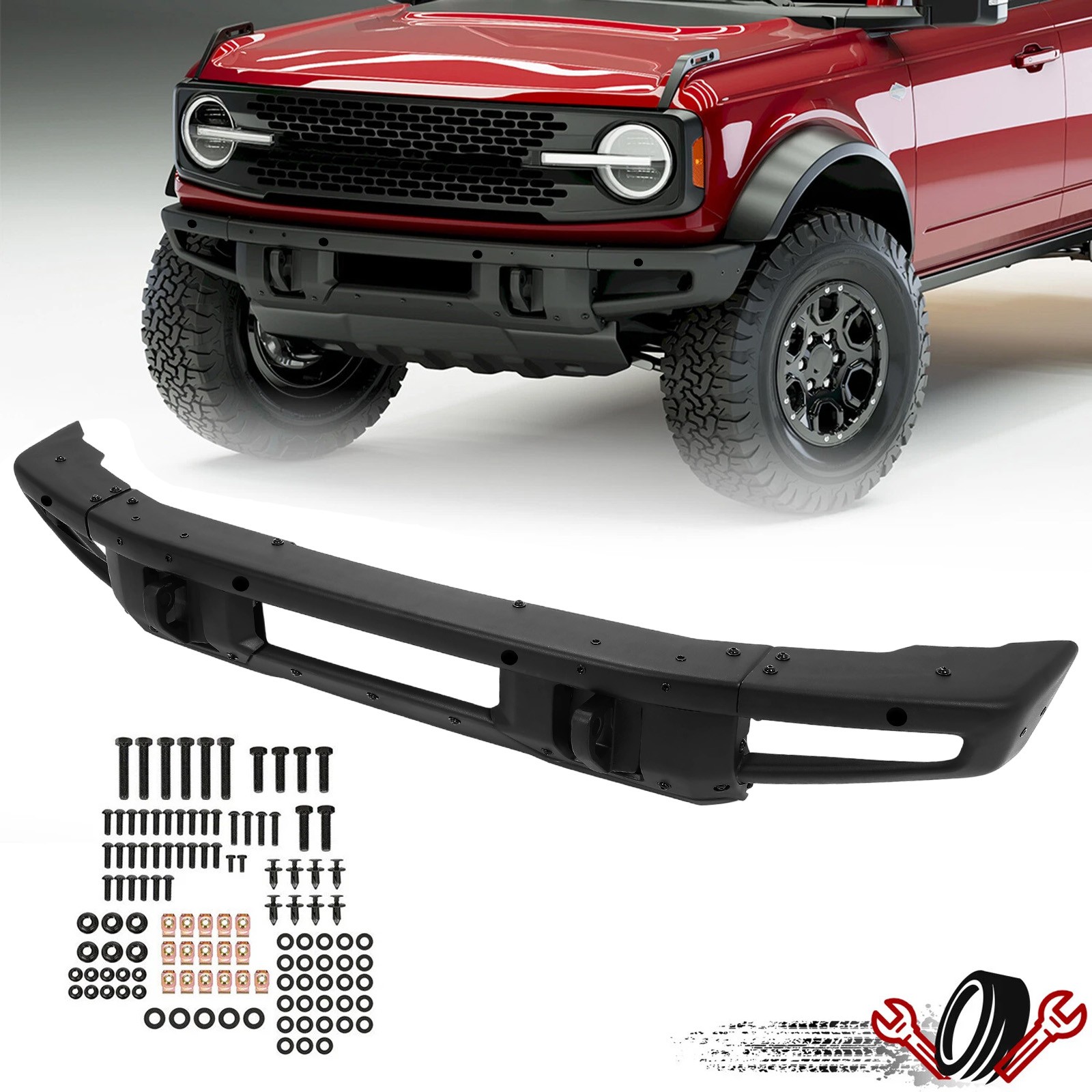 Off-Road Full Width Front Bumper With D-ring Mounts Fit For Ford Bronco 21-2023