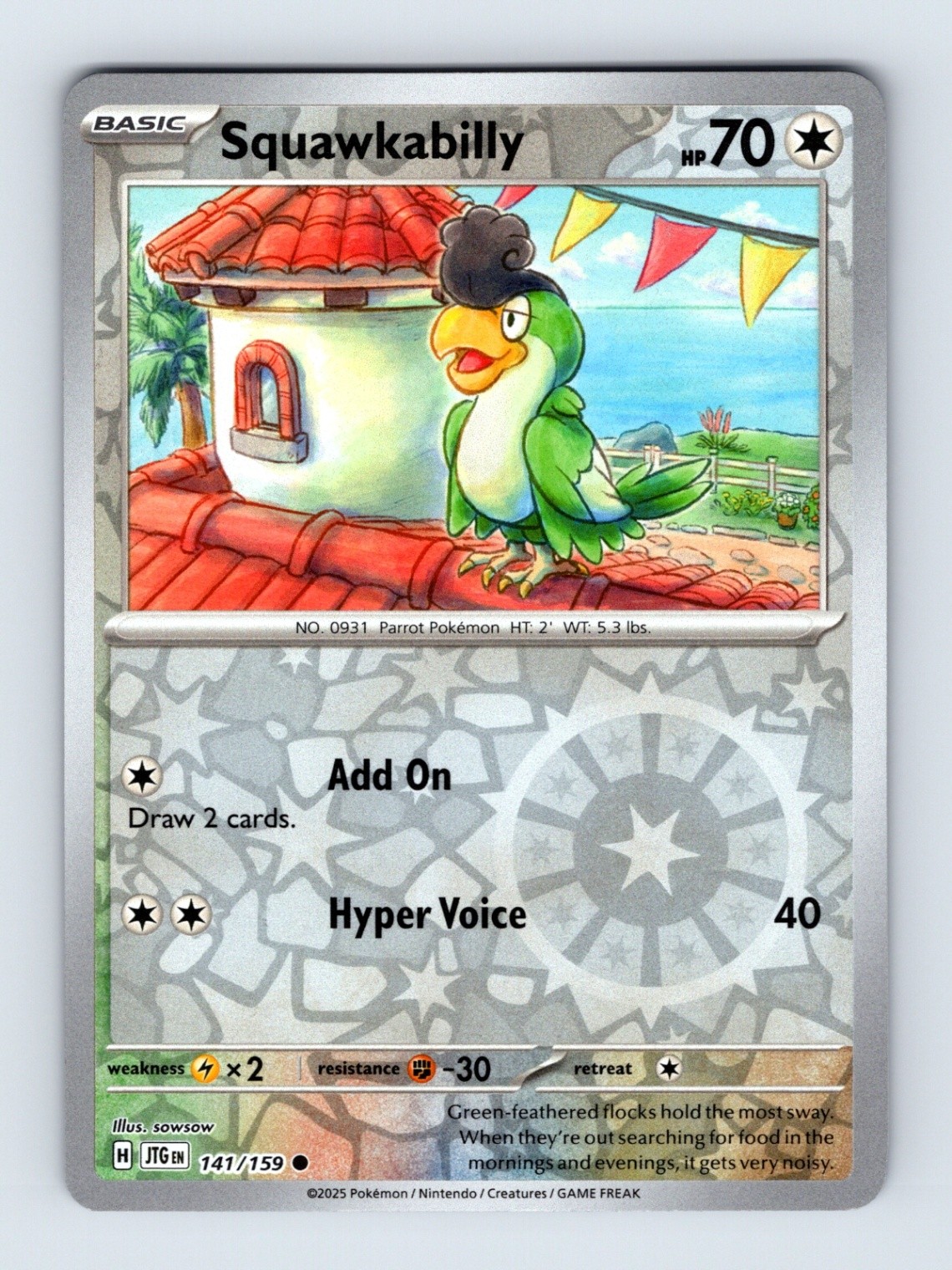 Squawkabilly - Journey Together 141/159 - Reverse Holo - NM - Pokémon TCG