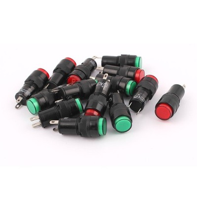 AC 220V 11mm Thread Neon Bulb Signal Indicator Light Pilot Lamp Green Red 14 Pcs