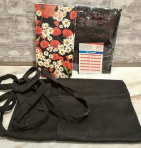 Server Waitress Floral Checkbook Organizer Book w Tip Chart & 2 Half Aprons