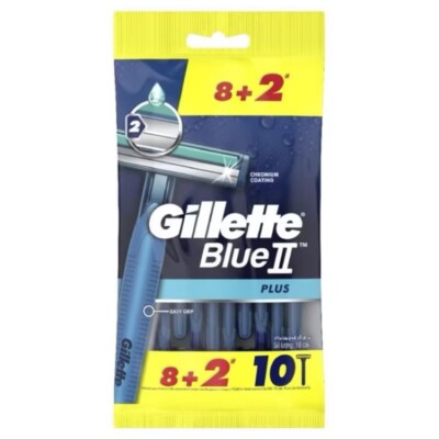 Gillette Blue II Plus Fixed Disposable Razors (8+2)