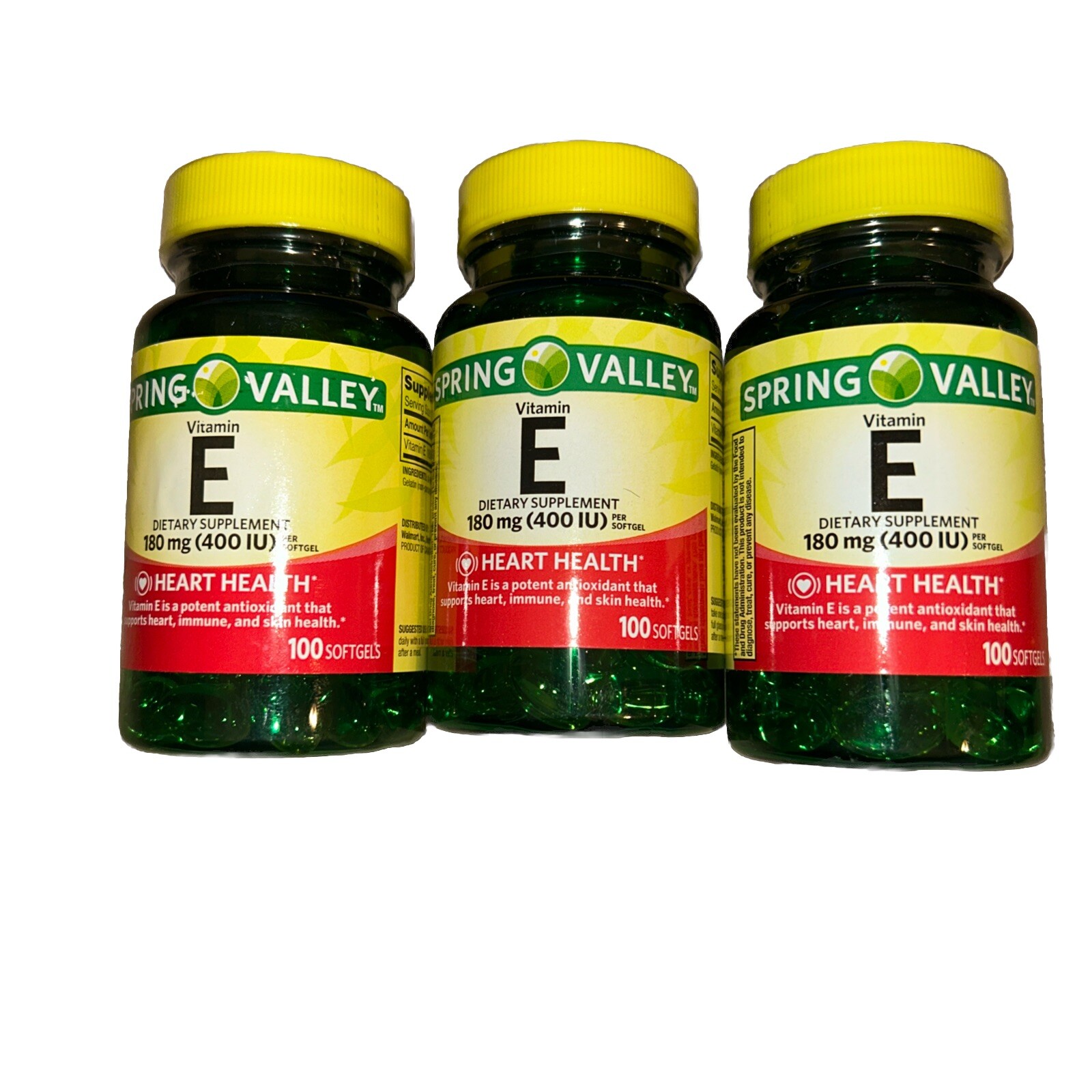 Spring Valley Vitamin E Heart Health Supplement 400IU 100ct Exp 3/27 - 3 Pack!